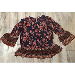 BeachLunchLounge floral medium flare sleeve top